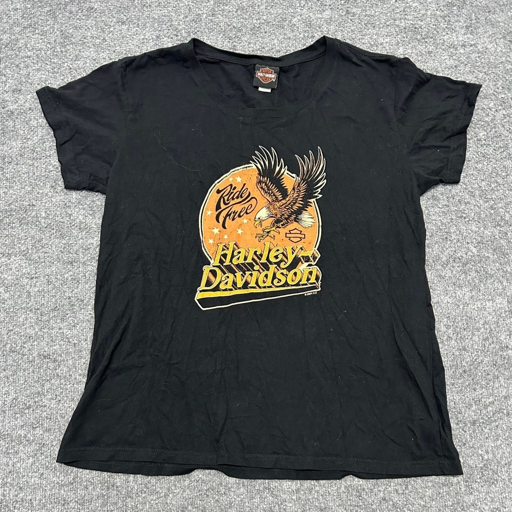 Harley-Davidson T-Shirt Womens Size 3XL Black Cotton Ride Free Eagle Graphic Tee